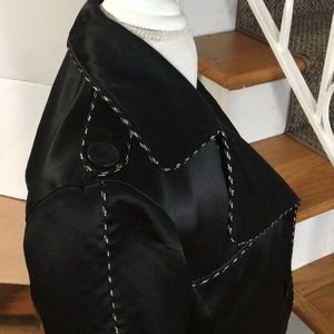 Black satin look lapel coat by Jennifer Lopez Sz S